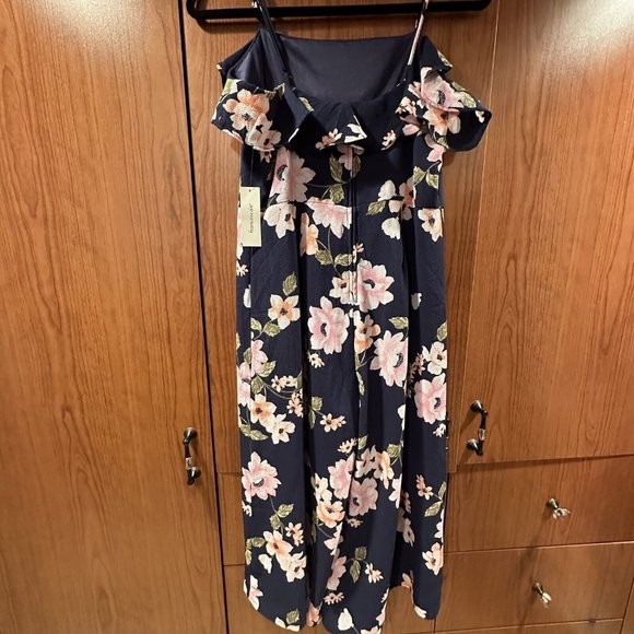 Trixxi Francesca’s Floral Jumpsuit Size Large Spring Summer Casual Ruffle Front - Picture 6 of 7